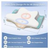 Cervical Neck Pillow, Memory Foam Pillows for Neck and Shoulder Pain Relief, 2 Heights Ergonomic Pillow with Breathable Ice Silk Cover, Neck Support Pillow for Stomach Sleepers White