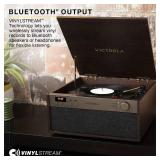 Retails for $171! Victrola Century Essential - 5-in-1 Vinyl Record Player & Music Center 3-Speed Turntable, CD Player, VINYLSTREAM, Bluetooth & 3.5mm Aux, Record Player with Speakers, Mid Century Desi