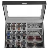 SONGMICS 16-Slot Watch Box, Lockable Storage Case With Glass Lid, Valentine