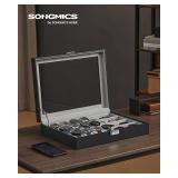 SONGMICS 16-Slot Watch Box, Lockable Storage Case With Glass Lid, Valentine