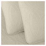 Chezmoi Collection Austin 3-Piece Oversized Bedspread Coverlet Set (Queen, Ivory)