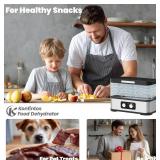 Food Dehydrator Machine for Jerky, 5 Stackable BPA-Free Trays with Temperature Control, 250W Small Dehydrator for Fruit, Beef and Deer Jerky, Mushroom, Herbs, Recipe Included, 72H Max