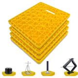 ROBLOCK Large RV Jack Stabilizer Pads,Sinking Resistant Stackable Camper Stabilizer Pads with Easy-Grip Handle and Handy Strap, Easy Storage & Organization, Yellow 4 Pack 14" x 12"