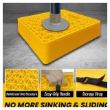 ROBLOCK Large RV Jack Stabilizer Pads,Sinking Resistant Stackable Camper Stabilizer Pads with Easy-Grip Handle and Handy Strap, Easy Storage & Organization, Yellow 4 Pack 14" x 12"