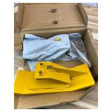 Tractor Bucket Protector(Upgraded Version), 2 Pcs Ski Edge Protector, Turf Tamer Skid Protector with Grade8.8 Double Lock Nuts and Bolts, Heavy Duty Steel for Snow Removal Spreading Gravel,Yellow