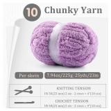 8 Pack Chunky Yarn for Hand Knitting - #10 Super Bulky Chenille Yarn, Fluffy Jumbo for Thick Hand-Knit Blankets, Scarves 25 Yds 7.94 Oz Each Skein (8, Navy Blue)