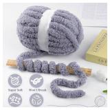 8 Pack Chunky Yarn for Hand Knitting - #10 Super Bulky Chenille Yarn, Fluffy Jumbo for Thick Hand-Knit Blankets, Scarves 25 Yds 7.94 Oz Each Skein (8, Navy Blue)