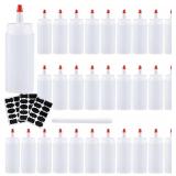 Squeeze Bottle, Shekure 30Pcs 4 Oz Premium Food Grade Plastic Bottles with Squeeze Top Caps Include 2 Labels and 1 Pen for Icing Cookie Decorating Sauces Condiments Arts Crafts BPA Free