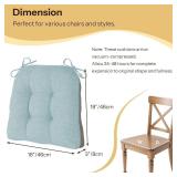 Non Slip Chair Cushions for Dining Chairs Set of 4 Kitchen Chair Cushions 18"x18"x3" Turfted Chair Pads Comfortable and Soft Seat Cushion with Ties, Aqua Blue