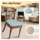 Non Slip Chair Cushions for Dining Chairs Set of 4 Kitchen Chair Cushions 18"x18"x3" Turfted Chair Pads Comfortable and Soft Seat Cushion with Ties, Aqua Blue
