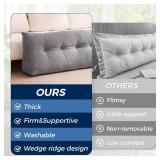 Headboard Pillow Queen, Triangle Pillows for Headboard, Head Board Backrest Wedge Pillow for Reading Sitting Working, Daybed Pillows with Removable Cover for Bed Dorm Sofa, Dark Grey