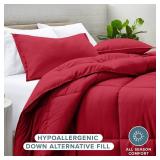 Bare Home Comforter Set - Queen Size - Ultra-Soft - Goose Down Alternative - Premium 1800 Series - All Season Warmth (Queen, Red)