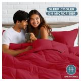 Bare Home Comforter Set - Queen Size - Ultra-Soft - Goose Down Alternative - Premium 1800 Series - All Season Warmth (Queen, Red)