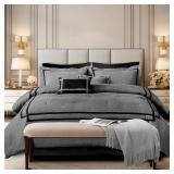 Wonderful Hotel Comforter Set King Gray Hydro-Brushed Wooly Feel Modern Luxury Bedding Comforter with Matching Fitted Sheet,Flat Sheet,Pillow Sham,Decorative Pillows for All Seasons
