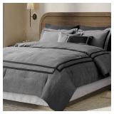 Wonderful Hotel Comforter Set King Gray Hydro-Brushed Wooly Feel Modern Luxury Bedding Comforter with Matching Fitted Sheet,Flat Sheet,Pillow Sham,Decorative Pillows for All Seasons
