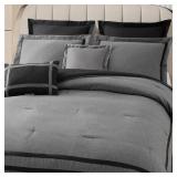 Wonderful Hotel Comforter Set King Gray Hydro-Brushed Wooly Feel Modern Luxury Bedding Comforter with Matching Fitted Sheet,Flat Sheet,Pillow Sham,Decorative Pillows for All Seasons