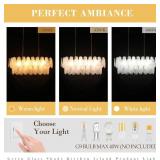 Retails for $380! Gold Crystal Chandelier Rectangular Pendant Lighting 8-Light Crystal Chandeliers for Kitchen Island Cloud Glass 2-Tier Light Fixture for Dining Room, Living Room, Kitchen