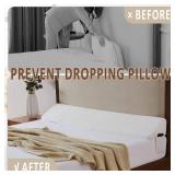 Homemate Twin Size 39"x10"x6" Bed Wedge Pillow Stopper - Bed Gap Filler(0-8") - Headboard Pillow - Triangle Bloster Pillow Wedges - White