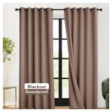 RYB HOME 3-in-1 Soundproof - Blackout - Thermal Insulation Living Room Divider Curtains, Large Bay Window Curtains for Bedroom Theatre Office Backdrop, Mocha, W 62 x L 95 inches, 2 Panels