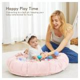 ANGELBLISS 5 in 1 Baby Play Gym Mat, Reversible Tummy Time Mat with 5 Sensory Toys for Stage-Based Developmental, Thick & Large Baby Activity Center from Newborn to Toddler (Pink)