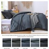 WRENSONGE King Size Comforter Set - 3 Pieces Blue Grey Comforter Prewashed Soft Lightweight for All Seasons,Fluffy Down Alternative Comforter King Size with 2 Pillow Shams