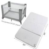Trifold Portable Mini Cribe Mattress Pad Mattress Breathable Dual Side Memory Foam Topper with Removable Cover
