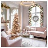 WBHome Pre-lit 9 Feet/108 Inch Christmas Garland, Rose Gold Lighted Garland with 50 LED Lights for Indoor Outdoor Xmas Decor Holiday Decorations, Battery Operated (Batteries NOT Included)