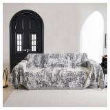 MYSKY HOME Sectional Couch Cover Deep Grey Abstract Geometric Sofa Covers for Sectional Sofa L Shape Chenille Couch Protector for Dogs Pets Couch Throw Cover Washable Durable for Home Decor, 71" X118"