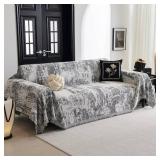 MYSKY HOME Sectional Couch Cover Deep Grey Abstract Geometric Sofa Covers for Sectional Sofa L Shape Chenille Couch Protector for Dogs Pets Couch Throw Cover Washable Durable for Home Decor, 71" X118"