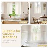 YoungsTex Ivory Linen Curtains 40 Inch Length, Rustic Short Semi Sheer Drapes Light Filtering with Rod Pocket Back Tab for Bathroom Living Room Window, 2 Panels, 42 X 40 Inch