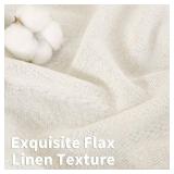 YoungsTex Ivory Linen Curtains 40 Inch Length, Rustic Short Semi Sheer Drapes Light Filtering with Rod Pocket Back Tab for Bathroom Living Room Window, 2 Panels, 42 X 40 Inch