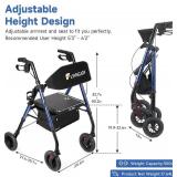 Retails for $150! Lightweight Rollator Walker with Seat - Royal Blue, All Terrain 8 Airless Tires, 300 lbs Capacity, Adjustable Height & One-Hand Folding Mobility Aid for Seniors, Elderly, Indoor Outd
