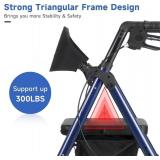 Retails for $150! Lightweight Rollator Walker with Seat - Royal Blue, All Terrain 8 Airless Tires, 300 lbs Capacity, Adjustable Height & One-Hand Folding Mobility Aid for Seniors, Elderly, Indoor Outd