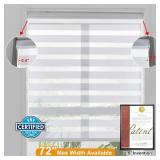 Persilux Zebra Cordless Roller Shades for Windows, Privacy Blinds (29" W x 72" H, White) for Sliding Door, Light Control for Day and Night, Home and Office