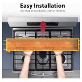 IIIOIIIA Bamboo Over The Stove Spice Shelf for Kitchen Storage, 31.5" Kitchen Spice Rack Organizer Stove Top Shelf with 6 Hooks, 11.4" Height Extra Storage Countertop, Easy to Assemble