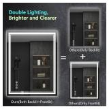 28x36 Inch Led Mirror for Bathroom with Front Light and Backlit, Bathroom Mirror with Led Lights, Vanity Mirror with Lights for Wall, Anti-Fog, Dimmable, Memory Function, Tempered Glass