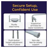 Drive Medical Folding Steel Bedside Commode Chair - Portable 3-in-1 Toilet Solution - Adjustable Height - Durable Powder-Coated Steel Frame - Supports Up To 350 Lb