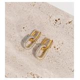 OZEL 14K Gold & Silver Plated Paperclip Chain Earrings with Cubic Zirconia Dangle, Hoop, Huggie, Stud Styles Women s Fashion Jewelry Gift