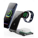 Intoval 3 in 1 Wireless Charger for iPhone 17/16/15/14/13/12,Wireless Charging Station for Apple Devices, Aluminum Charging Stand for iWatch 11 10 9 Ultra 3/2 SE 3/2,for AirPods 4 3 2 Pro 3/2