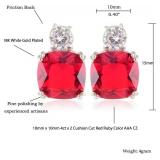 RIZILIA CLASSIC Stud Pierced Earrings with Cushion Cut Gemstones CZ Multi-Colors available in 18K White Gold Plated, Simple Modern Elegant