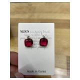 RIZILIA CLASSIC Stud Pierced Earrings with Cushion Cut Gemstones CZ Multi-Colors available in 18K White Gold Plated, Simple Modern Elegant