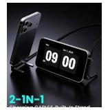 240W Braided Super Fast Charge Cable with Built-in Phone Stand, Invisible Holder Charger Cable with Stand, T-Shaped Foldable Durable USB-C to USB-C (5ft/1.5m)