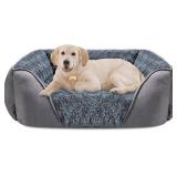 INVENHO Large Dog Bed for Large Medium Small Dogs, Rectangle Washable Orthopedic Dog Bed, Soft Calming Sleeping Puppy Bed Durable Pet Cuddler with Anti-Slip Bottom L(30"x24"x9")