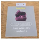True Wireless Bluetooth Sweat Resistant Earbuds - heyday Dark Cherry: USB-C, 20 Hour Charge