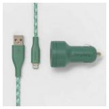 6  Lightning to USB-A Cable 2-Port 3.1A Car Charger - heyday Evergreen