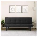Modern Faux Suede Convertible Futon Sofa Bed,Upholstered Futon Couch with 3 Adjustable Backrest Angles, Suitable for Apartment,Living Room, Small Space, Black - Retail: $98