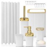 Livhil 19 Pcs White Bathroom Accessories Sets with Shower Curtain,  Specially Designed for Small Spaces