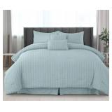 LDC Seersucker 10 PC Comforter Set King Size Aqua - Retail: $55