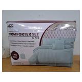 LDC Seersucker 10 PC Comforter Set King Size Aqua - Retail: $55