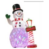 HomCom 8ft Christmas Inflatables Outdoor Decorations Snowman with North Pole Sign Blow-Up Yard Christmas Decor with LED Rotating Colorful Lights Display - Retail: $83